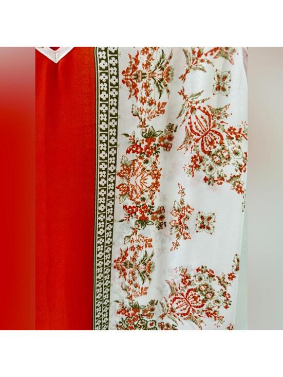 Violet & Claire Orange Floral Printed Boho Sleeveless V-neck Tank- Size Medium - Picture 5 of 6